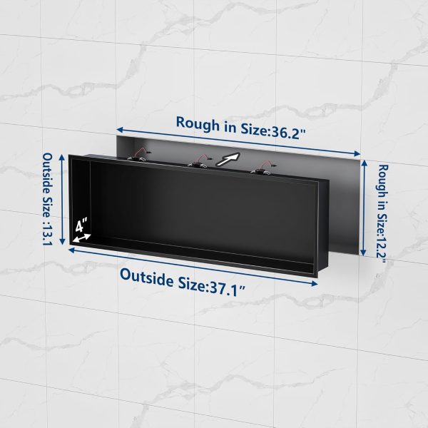 Neodrain Black Stainless Wall Niche with LED Light-2