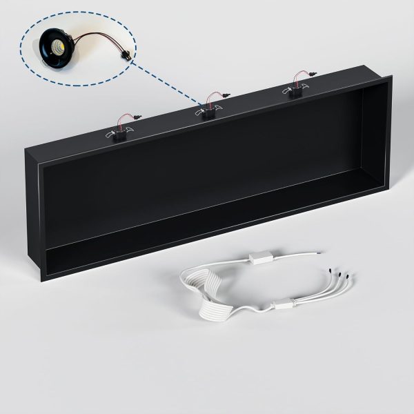 Neodrain Black Stainless Wall Niche with LED Light-6