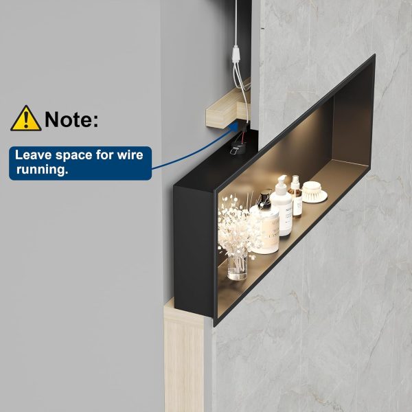 Neodrain Black Stainless Wall Niche with LED Light-3