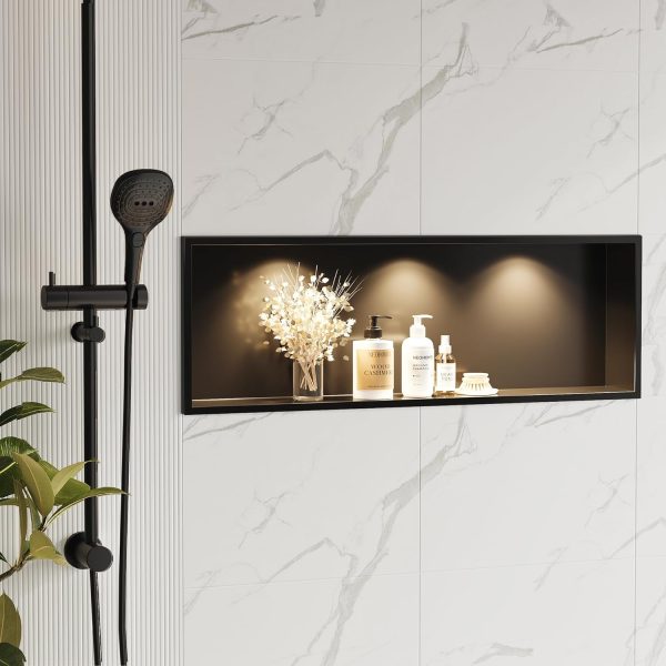 Neodrain Black Stainless Wall Niche with LED Light-1