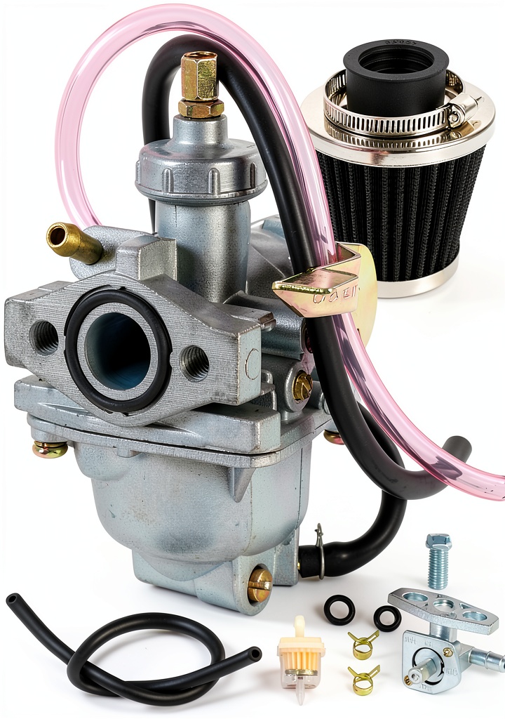 Installing RUIANOMG Carburetor for Honda CRF50F XR50R Z50 – Aluminum High‑Seal on a wooden workbench