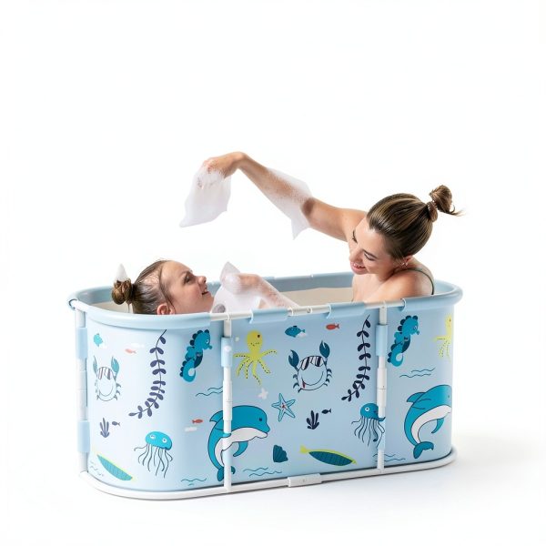 Portable Bathtub yoakaiax 45" Foldable Tub Blue Glossy Freestanding-1