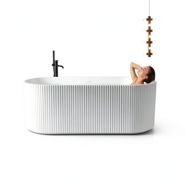 Acrylic Freestanding Bathtub GarveeHome White Modern 59 Inch-3