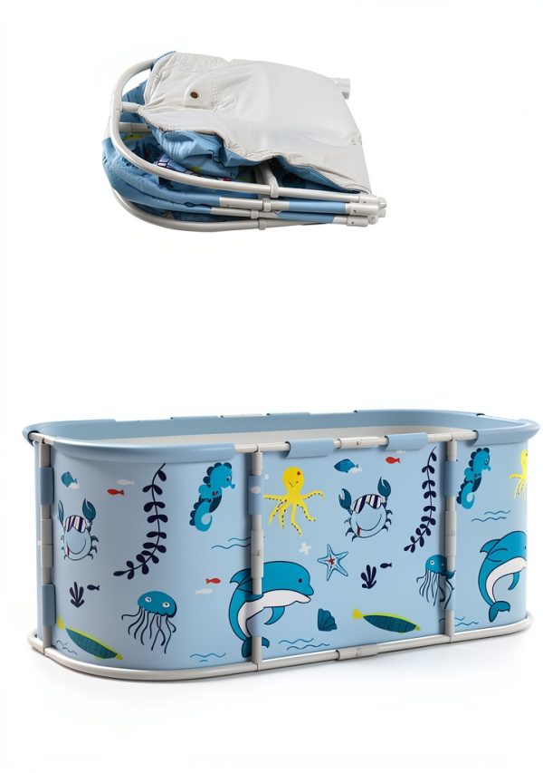 Portable Bathtub yoakaiax 45" Foldable Tub Blue Glossy Freestanding-6