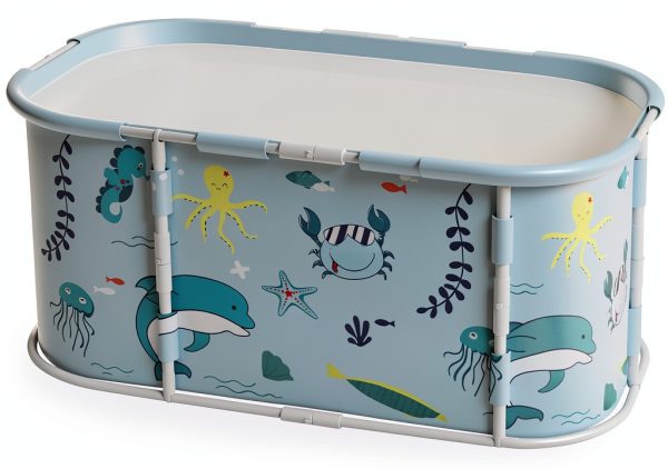Portable Bathtub yoakaiax 45" Foldable Tub Blue Glossy Freestanding-0
