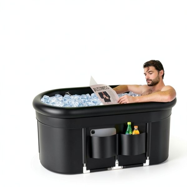 Ice Bath Tub YUEPOOL XL 140 Gallon Portable Freestanding Black Oval-1
