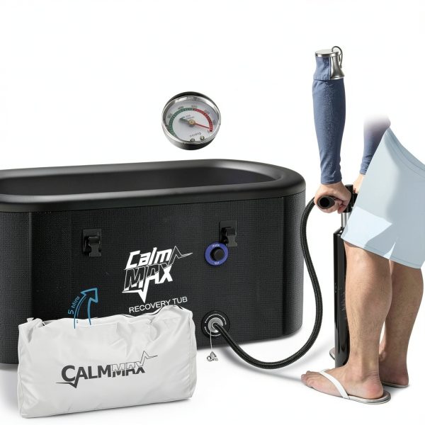 CalmMax Inflatable Ice Bath Tub 115 Gallon Black with Insulated Lid-4