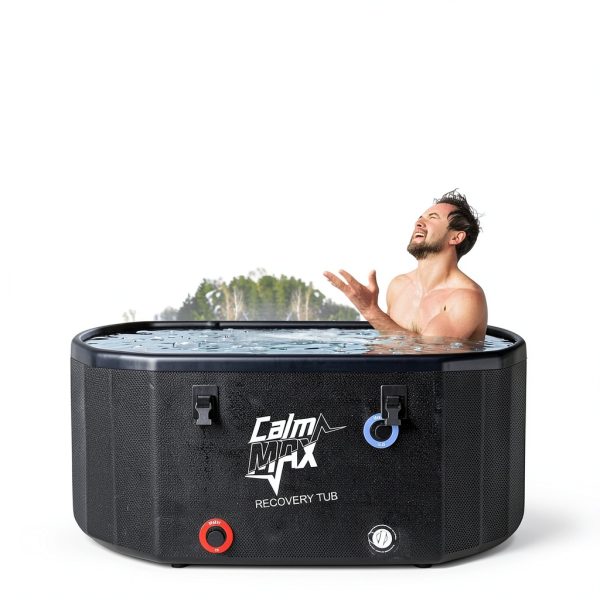 CalmMax Inflatable Ice Bath Tub 115 Gallon Black with Insulated Lid-2