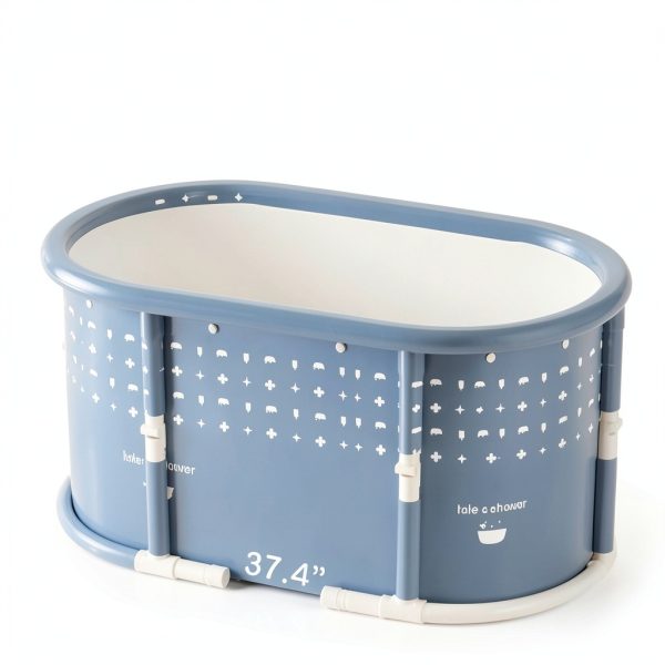 Portable Bath Tub Genrenyen Foldable Gray 37.4x21.6x21.6-5