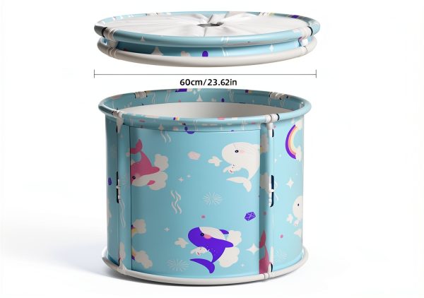 Portable Bathtub Onebook Foldable Spa Tub Ocean Blue 21.65x23.62in-6