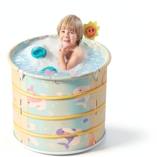 Portable Bathtub Onebook Foldable Spa Tub Ocean Blue 21.65x23.62in-4