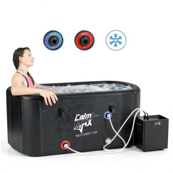 CalmMax Inflatable Ice Bath Tub 115 Gallon Black with Insulated Lid-1