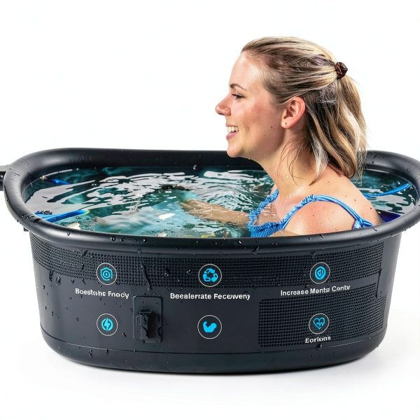 CalmMax Inflatable Ice Bath Tub 115 Gallon Black with Insulated Lid-5