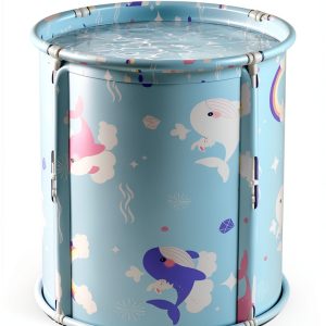 Portable Bathtub Onebook Foldable Spa Tub Ocean Blue 21.65x23.62in-0