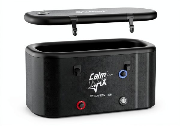 CalmMax Inflatable Ice Bath Tub 115 Gallon Black with Insulated Lid-0