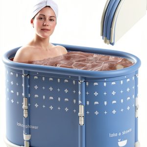 Portable Bath Tub Genrenyen Foldable Gray 37.4x21.6x21.6-0