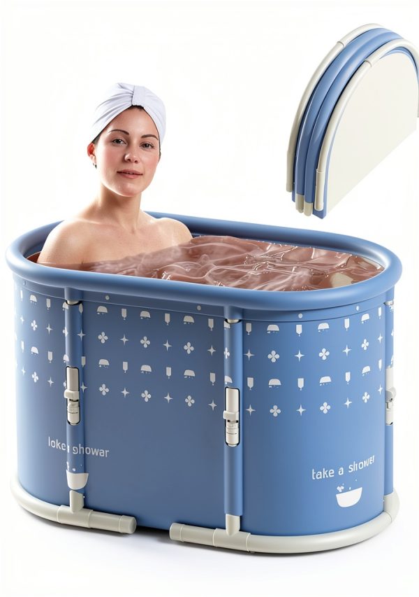 Portable Bath Tub Genrenyen Foldable Gray 37.4x21.6x21.6-0