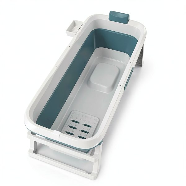 BELOAFIE Foldable Freestanding Bathtub 53 Inch Blue Portable Soak Tub-4