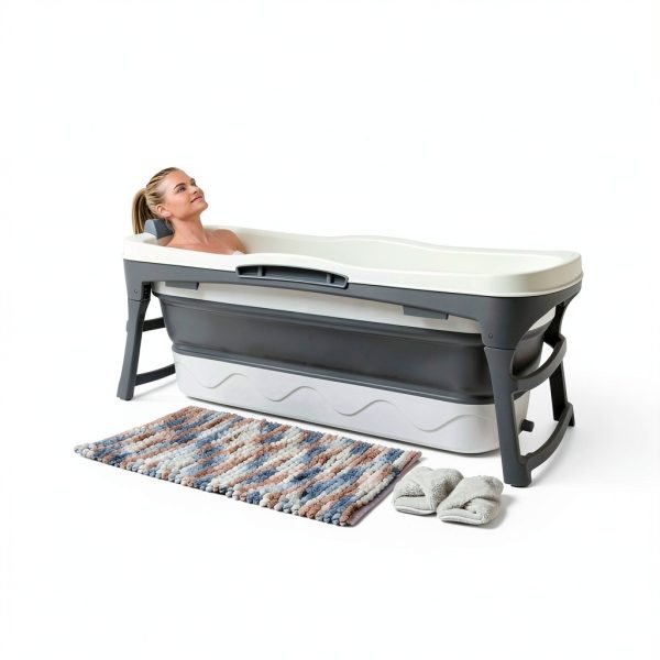 Portable Bathtub for Adult - Extra Large 56" Foldable Collapsible Tub-1