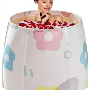 Portable Bathtub Genrenyen PVC Spa – Flower 27.5 Inch Insulated-0